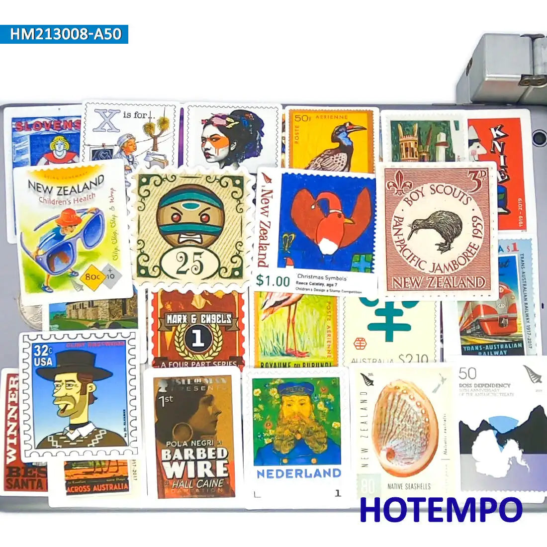 50pcs Mix National City Cultural Symbol Stamp Art Stickers for Kids Toys Phone Laptop Guitar Luggage Skateboard Bike Car Sticker