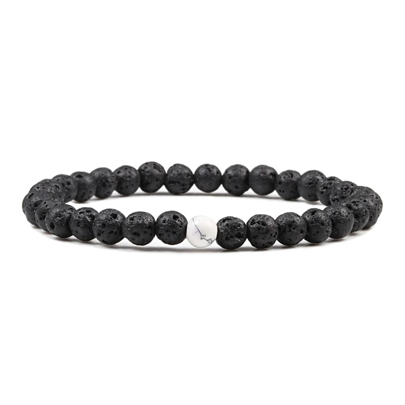 Hot Sale 2pcs/Set Couples Beaded Bracelets Tiger Eye Black Lava Natural Stone Beaded Bracelets Malachite Energy Elastic Jewelry