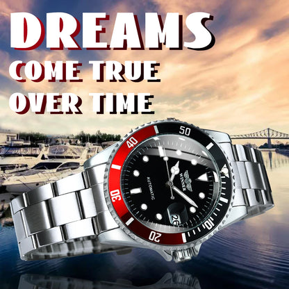 WINNER Classic Mechanical Watches Luxury Brand Business Automatic Watch for Men Rotatable Bezel Luminous Dial Steel Strap Clock