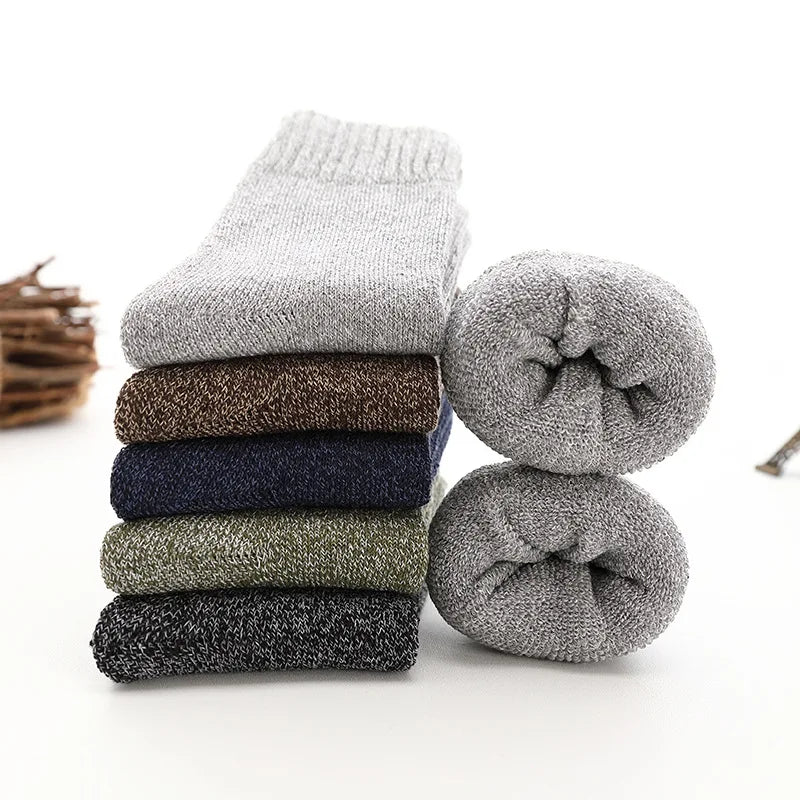 5 Pairs Thicken Socks Men High Quality Towel Keep Warm Winter Socks Cotton Christmas Gift Socks For Man Thermal Size 38-45