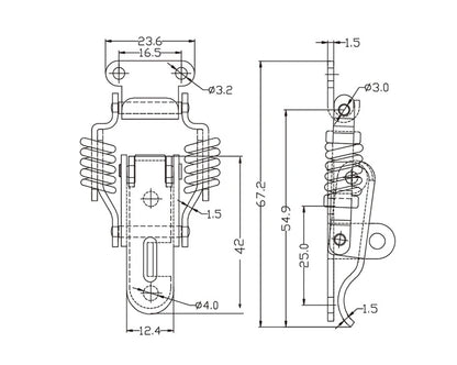KAK Cabinet Boxes Spring Loaded Latch Catch Toggle Hasp Mild Steel Hasp For Sliding Door Simple Window Hardware Tool Box Lock