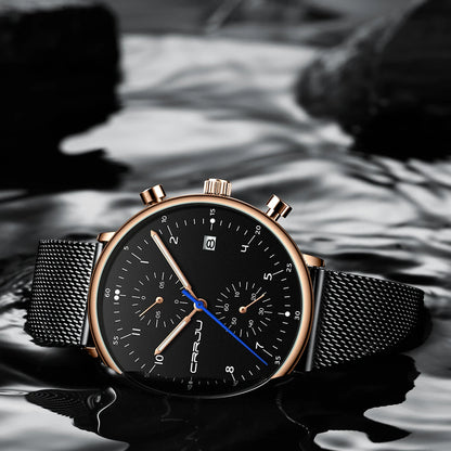CRRJU Mens Watch Top Luxury Brand Men Stainless Steel WristWatch Men's Military waterproof Date Quartz watches relogio masculino