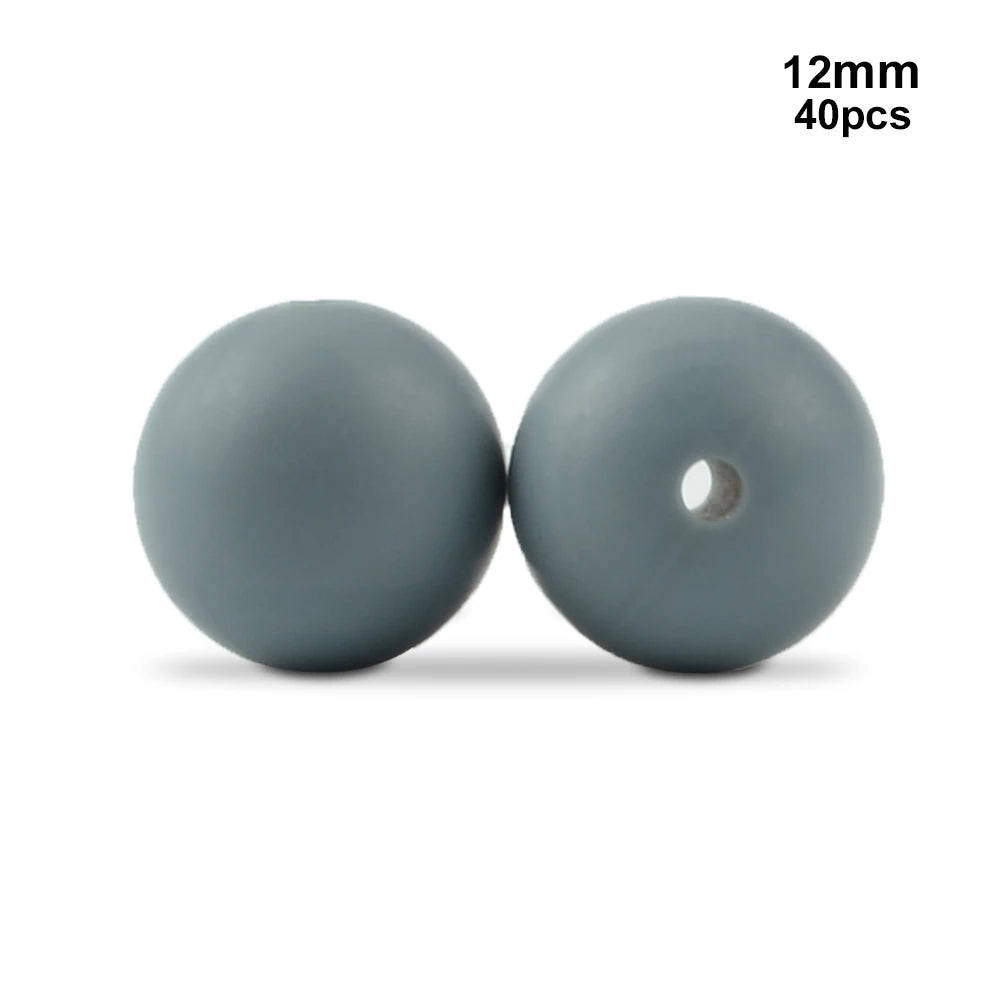 LOFCA 40pcs 12mm Silicone Beads Teething Chew Beads Food Grade Teether Necklace BPA Free Diy Jewelry Baby Teether Toy Pacifier
