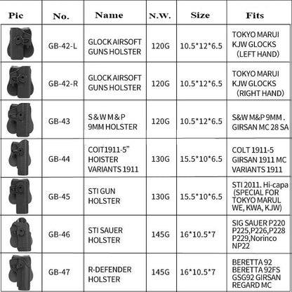 Left Right Hand Tactical Gun Holster for GL 17 19 22 26 Gun Holster Belt Waist Pistol Carry Case Hunting Accessory