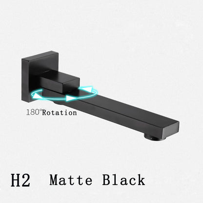 BECOLA Wall Mounted Faucet Spout Square and Round Brass Chrome/Black Spouts Waterfall Shower Faucet Accessories