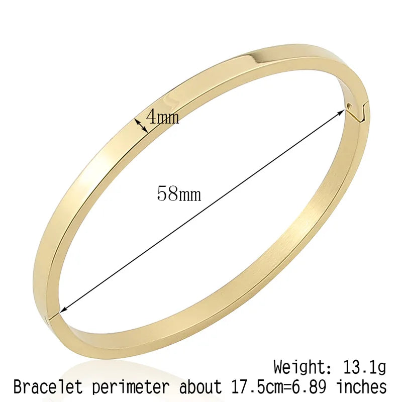 Hot Fashion Stainless Steel Jewelry Oval Bangle for Woman Child Charm Bracelet Party Love Wedding Brand Gift Wholesale