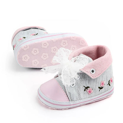 Baby Girl Shoes White Lace Floral Embroidered Soft Shoes Prewalker Walking Toddler Kids Shoes First Walker