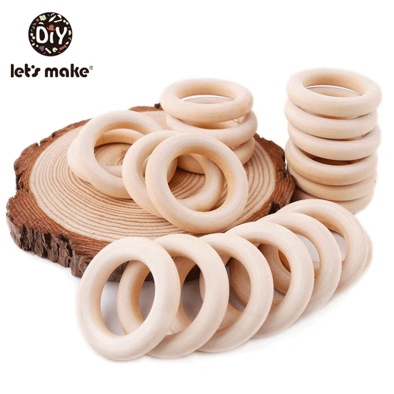 Let‘s Make 50pcs  Wooden Rings DIY Customize Logo 98/70/55/40mm Smooth Surface Natural Maple Wood Rodent Baby Teething Bpa Free
