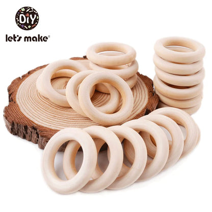 Let‘s Make 50pcs  Wooden Rings DIY Customize Logo 98/70/55/40mm Smooth Surface Natural Maple Wood Rodent Baby Teething Bpa Free