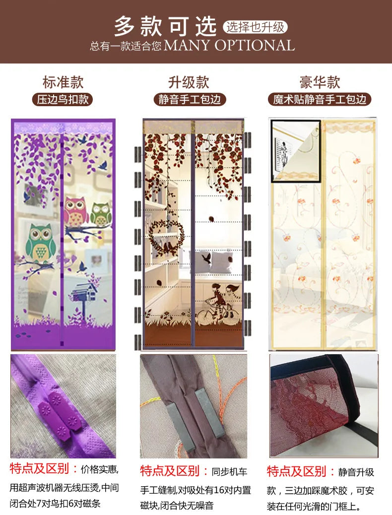Mesh Door Curtain Magnetic Curtains Hands-free Anti Mosquito Insect Fly Bug Curtain Net Automatic Closing Window Screen Kitchen