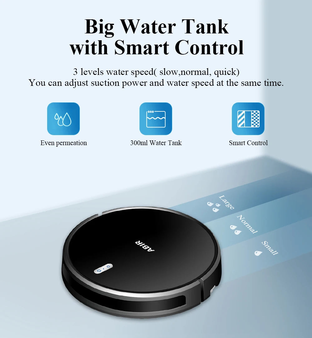 ABIR G20S Robot Vacuum Cleaner,Map Memory,6000Pa Suction,Remote Upgrade, Electric Wet Mop,WIFI APP Smart Floor Washing for Home
