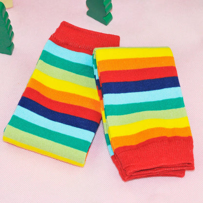 Baby Leg Warmers Girl Cotton Socks Children Rainbow Striped Crawling Knee Pads Colorful Knitted Leggings Winter Soft Sock