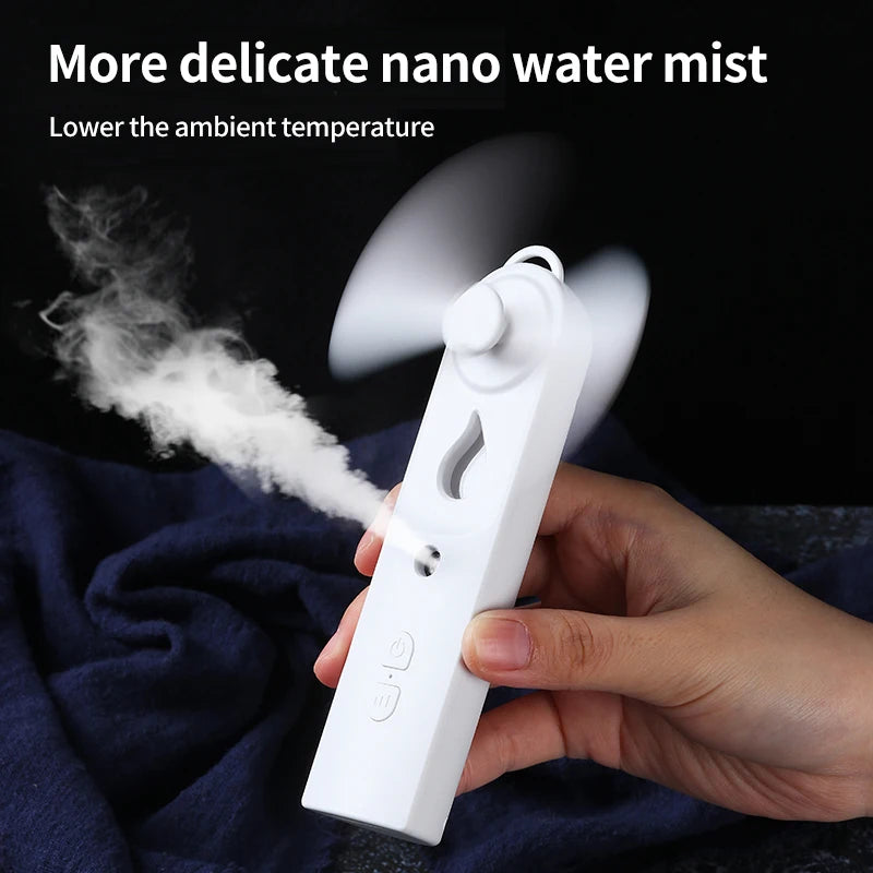 Mini Handheld Fan With Mister USB Nano Spary Diffuser Fold Air Humidifier Ventilador Portable 500Mah Battery Rechargeable Silent