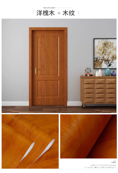 90x210cm/30X500cm Grey Wood Grain Wallpaper On The Door Adhesive  Furniture Refurbish Sticker Home Decor Wall Decal Door Sticker