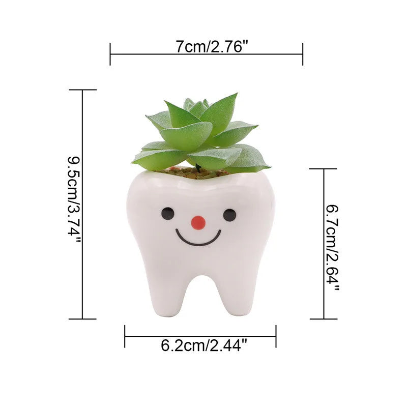 Dental Tooth Shape Flower Vase Home Decoration Pot Creative Garden Planter Pot Ceramic Pen Holder Cute   Dentistry Dentist Gifts