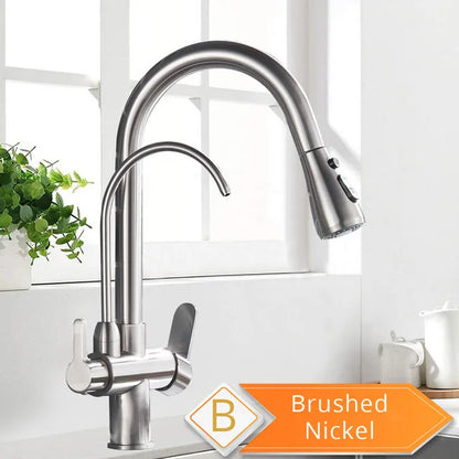 Rozin Purification Kitchen Faucets Black Pull Out Kitchen Water Filter Tap 3 Way Mixer torneira para cozinha de parede Crane