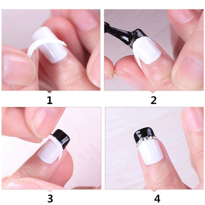 2pcs French Manicure Nail Wraps Stickers, Nail Art Form Fringe Tip Guides for DIY Nail Decoration