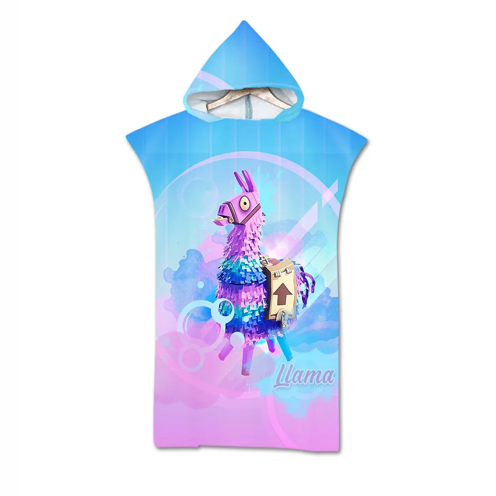 Microfiber Printed Hooded Beach Towel For Adults Quick Dry Swimming Pool Poncho Bath Towel With Cloak Bathrobe