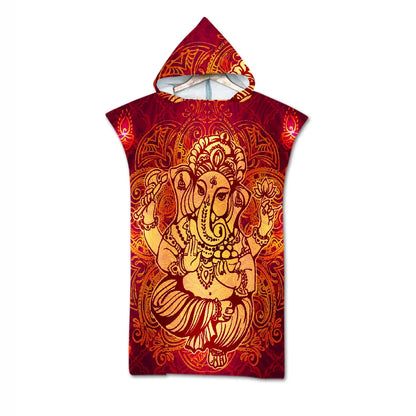 Microfiber Printed Hooded Beach Towel For Adults Quick Dry Swimming Pool Poncho Bath Towel With Cloak Bathrobe