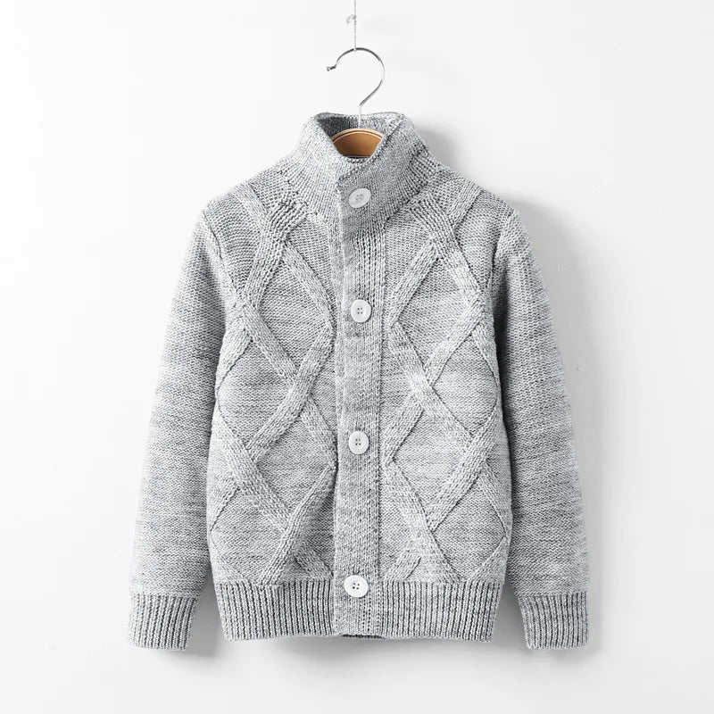 Winter Boys Sweater Kid Thick Knitted Bottoming Turtleneck Shirts Solid High Collar Cardigan High Quality Children Sweater