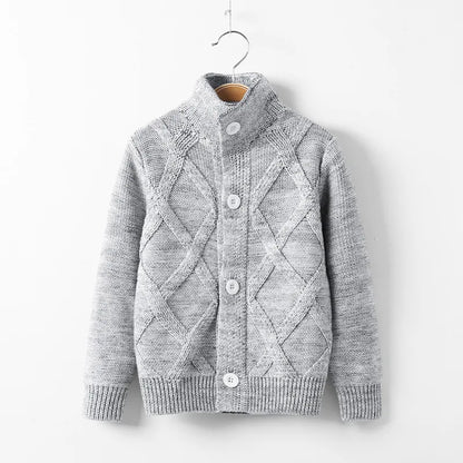 Winter Boys Sweater Kid Thick Knitted Bottoming Turtleneck Shirts Solid High Collar Cardigan High Quality Children Sweater