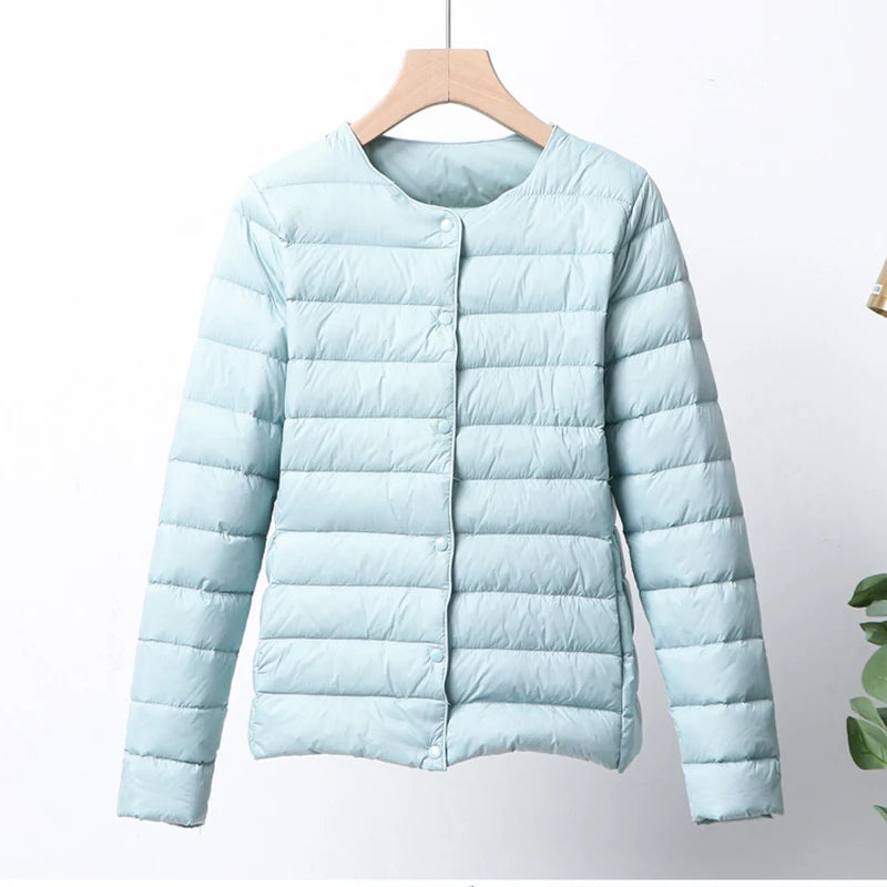 Ultra Thin Down Jacket Women Pink Womens Lightweight Down Jackets Ultra Light White Coat Warm Short Jackets Women