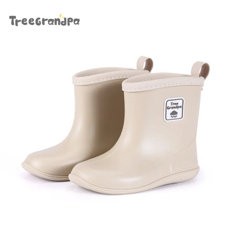 Child Boy Rubber Rain Shoes Girls Boys Kid Ankle Rain Boots Waterproof Shoes Round Toe Water Shoes Soft Toddler Rubber Shoes