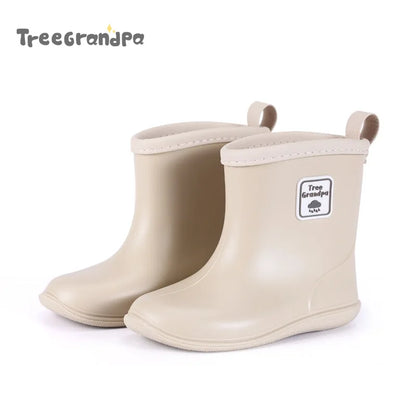 Child Boy Rubber Rain Shoes Girls Boys Kid Ankle Rain Boots Waterproof Shoes Round Toe Water Shoes Soft Toddler Rubber Shoes