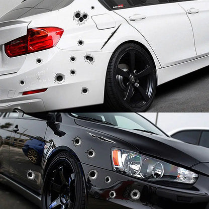 1Pcs Funny Car Stickers 3D Bullet Hole Car Side Stickers Car-covers Motorcycle Scratch Realistic Bullet Hole Waterproof Stickers