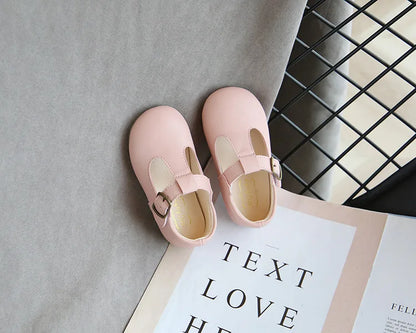 Spring Autumn Kids Shoes T Strap Leather Shoes For Girls Boys Non-slip Toddlers Mary Janes Baby Children Buckle Strap Flats