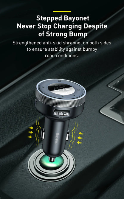 Baseus FM Transmitter Modulator Car Wireless Bluetooth 5.0 USB Fast Charger Auto Aux Radio Mp3 Player Music Hands Free Car Kit
