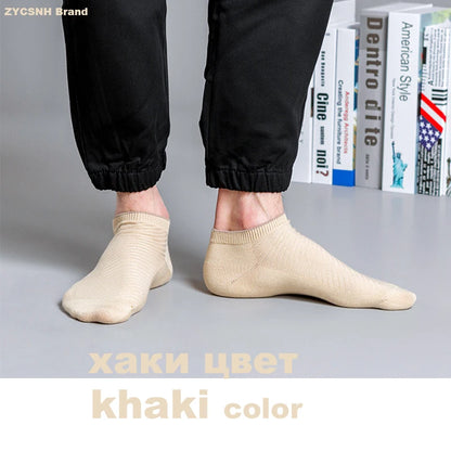 3/5Pairs High Quality Bamboo Fiber Men‘s And Women Socks Embroidery Boat Ankle Socks Men Gifts Spring Summer Socks