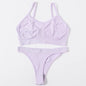 Women Seamless Bra And Panties Set Wire Free Bralette High Leg Cut Thongs Comfort Ribbed Unlined Underwear Sexy Lingerie Set
