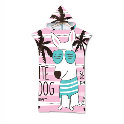 Microfiber Printed Hooded Beach Towel For Adults Quick Dry Swimming Pool Poncho Bath Towel With Cloak Bathrobe