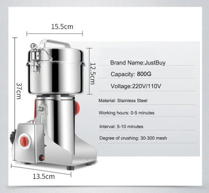 Parts Free Big Capacity 800G 3000W Herb Grinder Coffee Machine Grain Spices Mill Medicine Wheat Mixer Dry Food Grinder