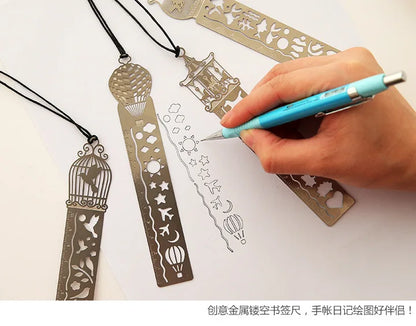4 pcs/lot Cute Kawaii Creative Horse Birdcage Hollow Metal Bookmark Ruler For Student Gift School Supplies