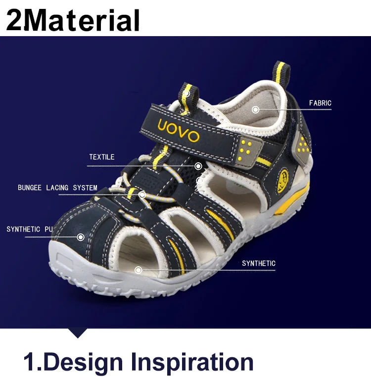 UOVO Brand 2026 Summer Beach Footwear Kids Closed Toe Toddler Sandals Children Fashion Designer Shoes For Boys And Girls #24-38