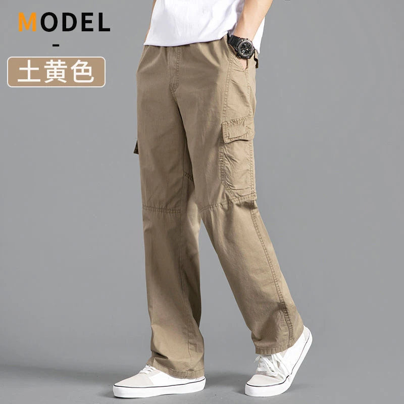 Men's Cargo Pants Loose Straight Pants Plus Size Clothing Work Wear Korean Japanese Joggers Homme Sports Cotton Casual Trousers