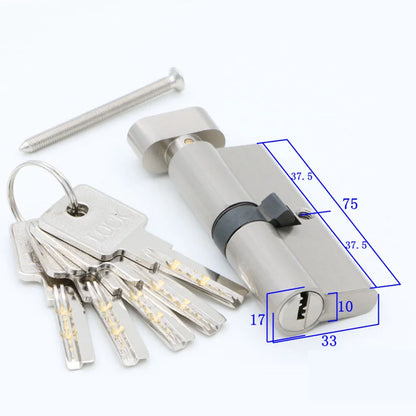 Door Cylinder 55 60 65 70 75 80 85 90mm Security Copper Lock Cylinder Interior Bedroom Living Handle Brass Key Locking 5 Keys