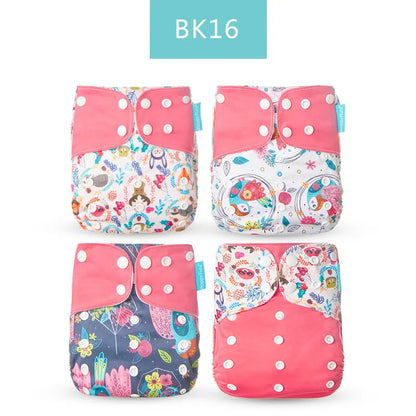 Happyflute New Desig Hot Sale 4Pcs OS Pocket Diaper Washable&Reusable Absorbent Ecological Diaper Cover Adjustable Baby Nappy