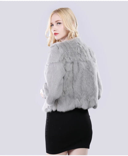 Hot Sale Girl Real Rabbit Fur Coat Women Real Rabbit Fur Jacket Genuine Real Rabbit Fur Outerwear Casual Short Real Fur Coats