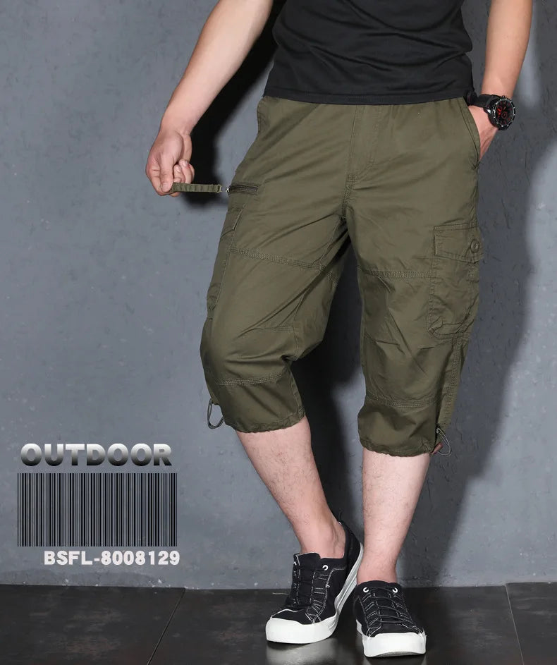MRMT 2026 Brand Mens Capri Pants with Multiple Pockets Cargo Pants Casual Middle-aged Men Shorts Pant for Male Man Cropped Pants