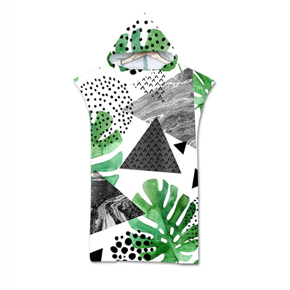 Microfiber Printed Hooded Beach Towel For Adults Quick Dry Swimming Pool Poncho Bath Towel With Cloak Bathrobe