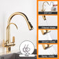 Matte Black Pure Water Kitchen Faucet Dual Handle Hot and Cold Drinking Water Pull Out  Kitchen Mixer Taps