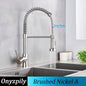 Spring Brushed Kitchen Sink Faucet Pull Down Sprayer Nozzle Single Handle Faucets Mixer Hot Cold Stainless Steel Modern