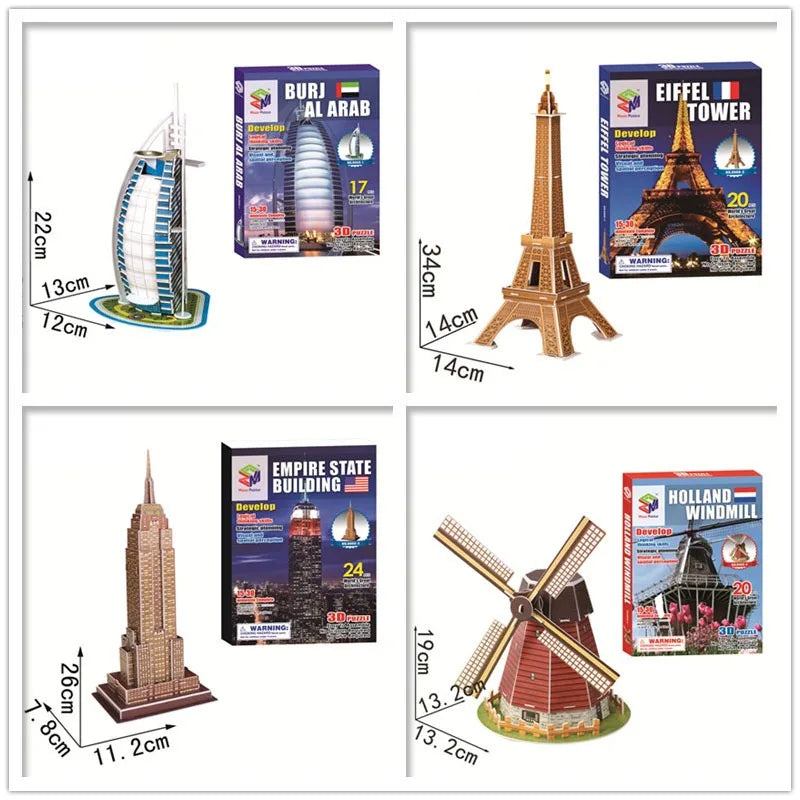 40 Style World Famous Architecture Building 3D Puzzle Model Construction 3D Jigsaw Puzzle Toys For Kids Christmas Gift