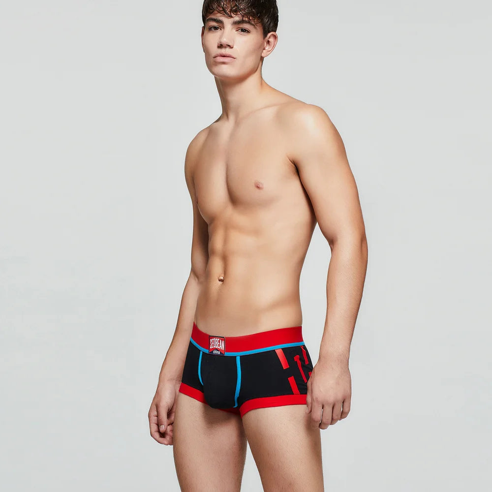 SEOBEAN Men's Low-Rise Boxer Briefs Cotton Underwear Soft Breathable Comfortable Shorts for Daily Casual Wear