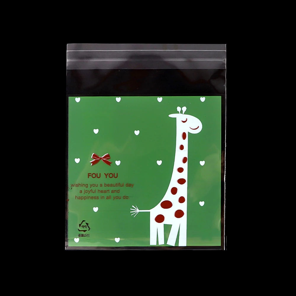 50/100 pcs 10x13cm Opp Self-Stick Transparent Packing Bear Owl Cookie Candy Wedding Birthday Christmas Party Gift Bag Wholesale