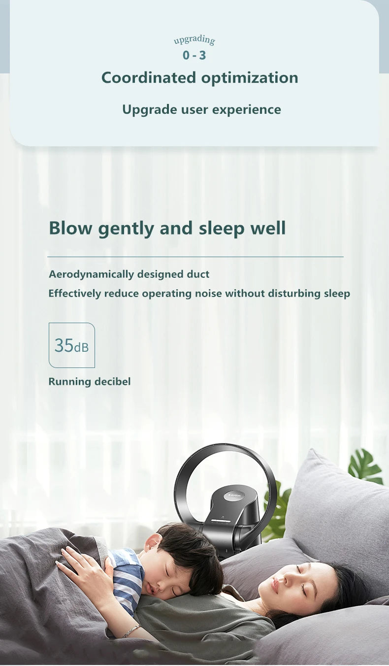 Electric Mute Fan with Remote Controlled Bladeless Powerful Soft Wind Wall Fan for Home Desktop Tower Fan 180 Deg Swinging