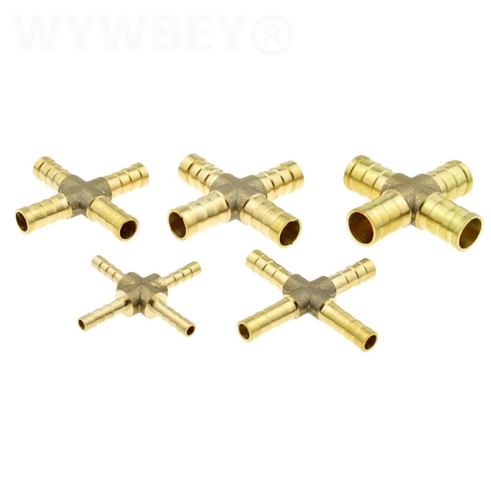Tee Y 3 4 Way Brass Hose Connector Splicer Barb Pipe Fitting 4 6 8 10 12 19mm 25mm Tail Pneumatic Air Water Hose Coupler Adapter